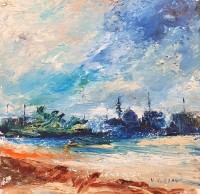Hamid Alvi, 10 x 10 inch, Oil on Canvas, Landscape Painting, AC-HA-045